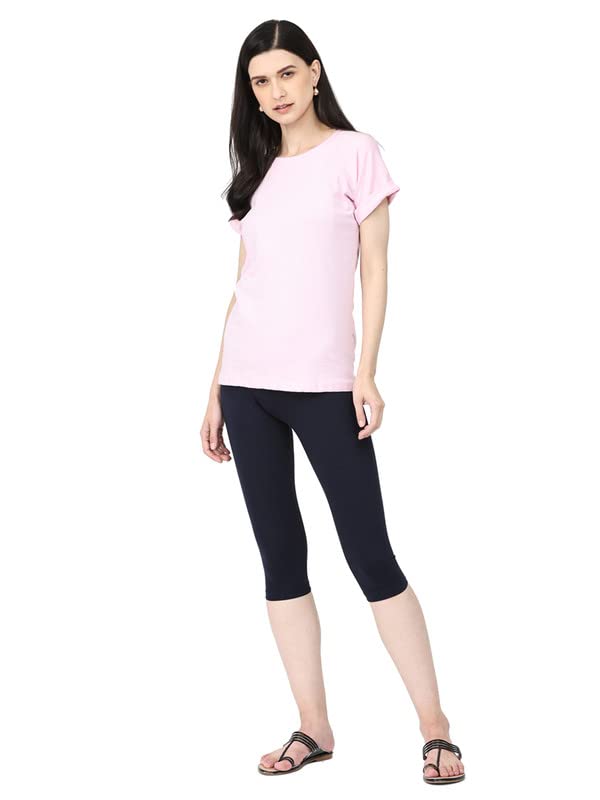 Image of Robinbosky Premium Stretchable Cotton Capri Legging for Women | Suitable for Formal wear & Casual wear | High-End Elastic Makes. The Leggings Squat Proof and Durable for Travel, Yoga, & Workout.