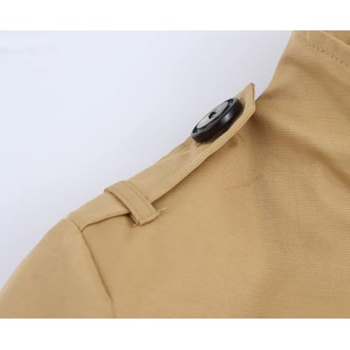 KEOMUD Women's Spring Fall Double Breasted Cropped Trench Coat,Casual Elegant Short Trench Coat Jacket with Scarf4