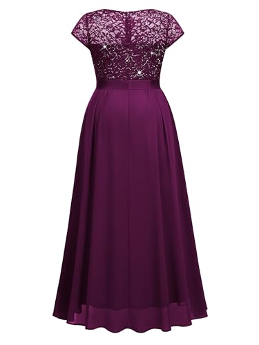 Image of Miusol Women's Plus Size Sequin Floral Lace V Neck Formal Gowns Evening Party Chiffon Maxi Dress