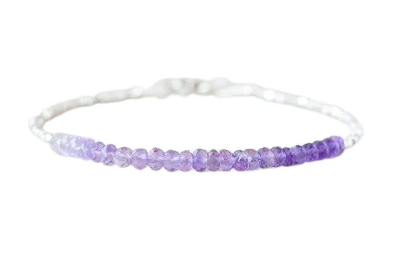 Bracelet améthyste 3mm et fermoir en argent LKBEADS, le cadeau idéal pour anniversaire et fêtes