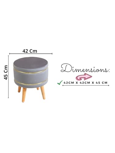 Image of Pouffes Sitting Stool for Living Room, Puffy Wooden Ottoman | Round Pouffe for Living Room & Bedroom | Pouf for Office & Home Decoration & Modern Seating Stool (Cmbo-Grey)