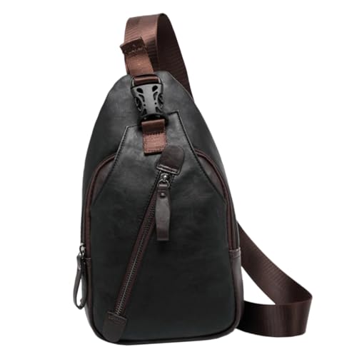 Paquet bandoulière homme en PU noir, sacoche poitrine voyage urbain