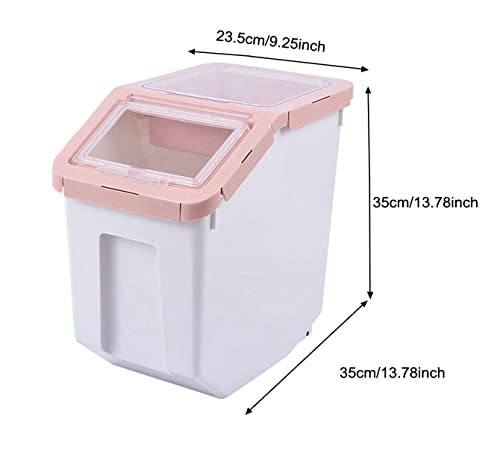 Saim Large Dog Food Storage Container Pet Dry Food Dispenser Storage Tank Dog/Cat Food Bin With Locking Lid, Measuring Cup, Scoop & Wheels, 8-10Kg Capacity, Pink #TOP1