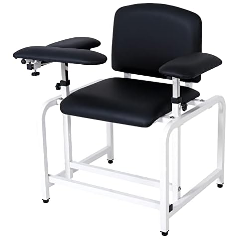 COOLWAVE Phlebotomy Chair with Arms, Extra Thick Padded Blood Drawing Chair with Adjustable Armrest, Lab Blood Draw Chair (Black) Cover