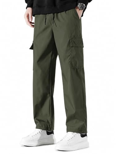 Image of Cargo Pants for Men | Cotton Cargo Trousers|Cargo for Men |Cotton Cargo Pant |Drawstring Waist Pant Multi Pocket Utility Wear