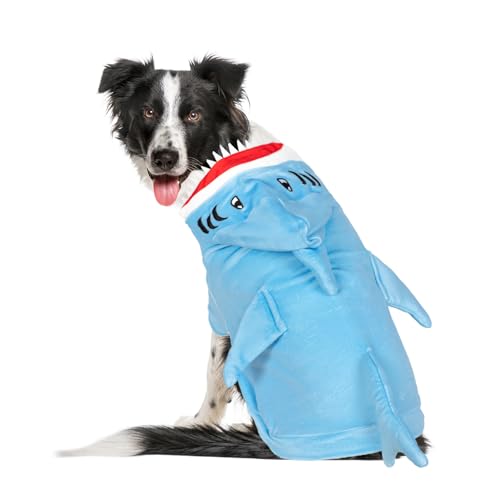 NACOCO Halloween Shark Dog Costume - Pet Christmas New Year Hoodie Warm Party Coat Outfit for Small and Medium Cat Dog Clothes(Blue Shark L)