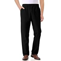 Haloumoning Boys Elastic Waist Pants Kids Uniform School Cotton Twill Trousers with Pockets 5-14 Years Black