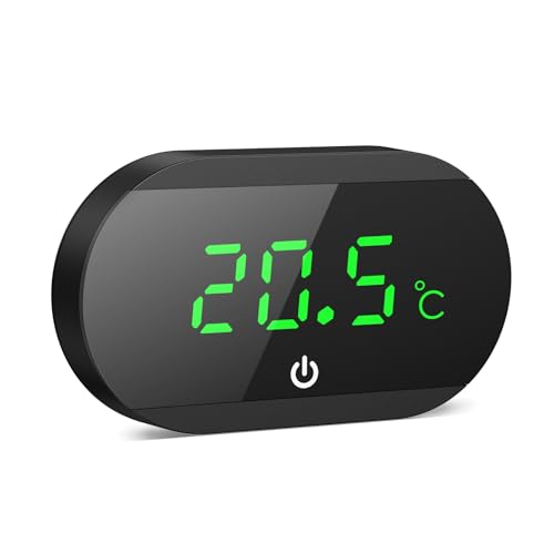Aquarium Thermometer, Mini Aquarium Thermometer Digital, LED-Anzeige mit ℃/℉Schalter, Hochpräzisions-Temperatursensor, Kabelloses Wasser Thermometer für Süßwasser Meeresaquarien - Schwarz