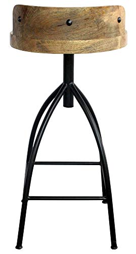 Butaco ajustable Pia de TUP THE URBAN PORT, altura extra alta de 32 a 35 pulgadas | Asiento de madera de mango marrón natural, estructura de hierro negro miniatura 4