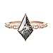 TACKAROR 1ct 1.5ct 2ct Salt and Pepper Diamond Engagement Ring - Kite Cut Salt and Pepper Diamond Rings White Yellow Rose 10K 14K 18K Solid Gold Sterling Silver Anniversary Promise Ring for Women(F)