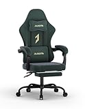 JAJALUYA Gaming Chair Ergonomic Computer Chair with Footrest, Gaming Chairs for Adults, Reclining Pc Gamer Chairs with Headrest and Lumbar Support,Suede material, Max load 350LBS (Green)