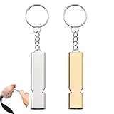 2 Stück Trillerpfeife Laut Notfall, Signalpfeife, Notfallpfeife, Emergency Whistle, Metall Notfallpfeife, für Schule Gym, Outdoor Camping, Wandern, Jagen, Klettern(Golden, Silber)