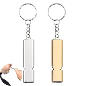 SSHUIKKAI 2 Stück Trillerpfeife Laut Notfall, Signalpfeife, Notfallpfeife, Emergency Whistle, Metall Notfallpfeife, für Schule Gym, Outdoor Camping, Wandern, Jagen, Klettern(Golden, Silber)
