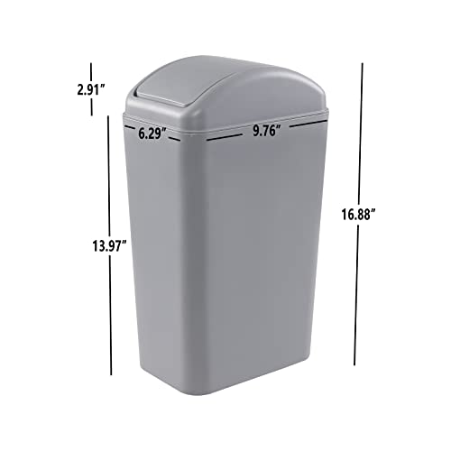 Image of Esdiplot 3.5 Gallon Swing Lid Waste Can, Plastic Swing-Top Trash Can, Gray
