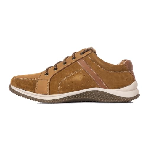 Image of Khadim's Men's Outdoor Leather Hiking Shoes | Durable Lace-Up Trekking & Adventure Footwear | Comfortable Cushioned Insole | High-Grip Sole | All-Terrain Outdoor Walking Shoes