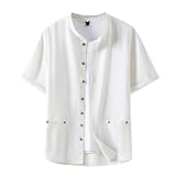 Camisa Hombre Manga Corta Camisas Lino Hombre Ropa Ibicenca Verano Polos Guayabera Cuello Mao De Pack Camisetas Cubana Negra Conjunto Ibicenco Elegante Oversize Elastica XL Camiseta Algodon Shirts