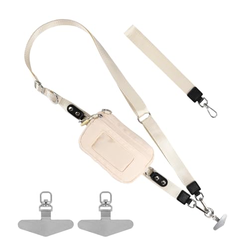 BOXOB Correa para Teléfono con Clip, Cordón Ajustable Teléfono de 2 Longitudes Práctico Monedero y Funda Móvil Cordón con Clip Manos Libres para ir de Compras (Blanco)