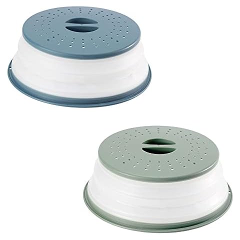 Multi Functional Food Cover, 2 Pieces Plastic Food Heating Cover, Microwave Cover, Collapsible, for As Fruit Baskets, Dishes for Washing Vegetables, Lids for Fresh Food(Dark Blue, Dark Green) Cover