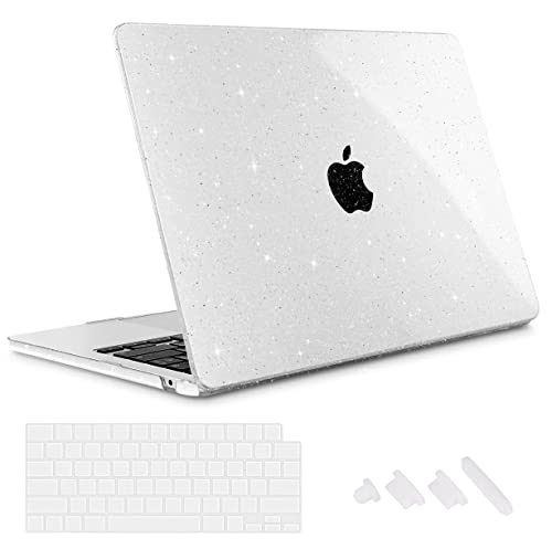 Image of Midkart Case Compatible with MacBook Air 13.6 inch M5 M4 M3 M2 Release 2026-2022 A3449 A3240 A3113 A2681 Touch ID Hard Shell Cover Keyguard Dust Plugs for MacBook Air 13 inch Case, Transparent Glitter