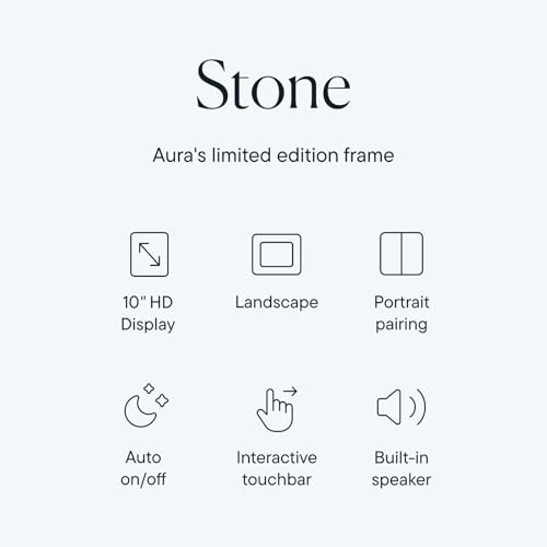 Image of Aura Stone Digital Picture Frame - 10.1 inch HD Mat Display | Wirecutter's Best Digital Frame for Gifting - Send Photos Directly from Your Phone | Quick & Easy Setup Over WiFi - Free App | Black