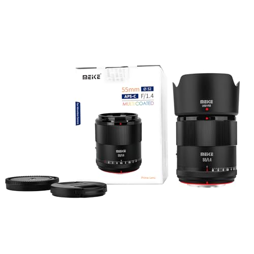 Meike 55mm F1.4 Standard Aperture APS-C Frame STM Auto Focus Fixed Prime Portrait Lenses for Sony E Mount Mirrorless Cameras FX30 ZV-E10 ZVE10 II A6600 A6400 A5000 A5100 A6000 A6100 A6300 A6500 A6700