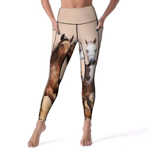 Legging femmes cheval au galop en taille S pour yoga et gym