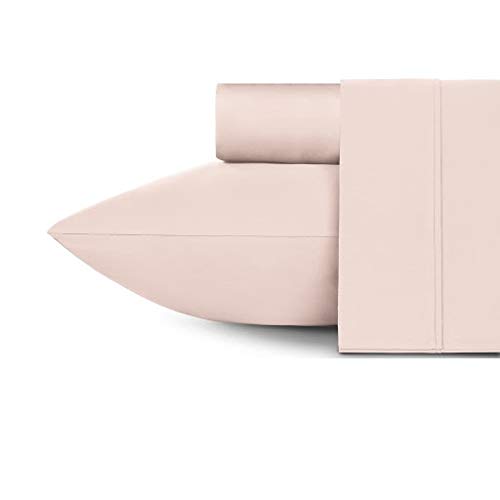 California Design Den Bed Sheet Set - 400-thread-count 100% Pure Cotton Fitted Sheet/Bottom Sheet & 2PC Pillowcase, Fits 41cm inches Deep Pocket (King, Blush)