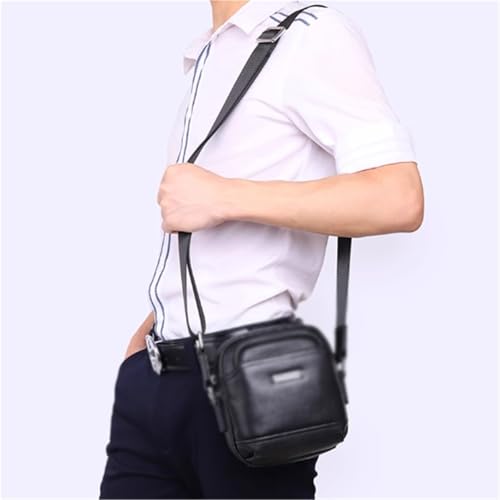 Rectangle Crossbody Messenger Bag, Leather, Vintage Business Sport Travel Shoulder Bag, Waterproof, Multifunctional, for Men3
