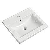 NUESTRA VIDA Lavabo Encastrado 50, Lavabo Sobre Encimera Lavamanos Rectangular,...