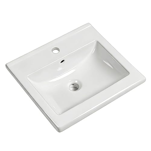 NUESTRA VIDA Waschbecken Einbauwaschbecken Keramik 51x45x16 cm Weiß, Einbauwaschtisch Waschschale Handwaschbecken mit Hahnloch und Überlauf