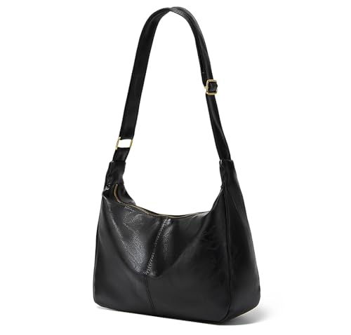 GRPKSSIB PU Leather Shoulder Bags Hobo Crossbody Bag Casual Tote Handbags Women's Crescent Purse with Adjustable Strap