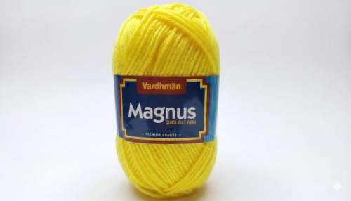 Image of Vardhman Magnus Knitting Yarn 100% Acrylic Bulky 4Ply Yarn (Pack of 1 Ball - 100g) - Knitting & Crochet Yarn for Winter Sweaters, Scarves, Blankets | Hypoallergenic, Hand Wash - Butter Yellow
