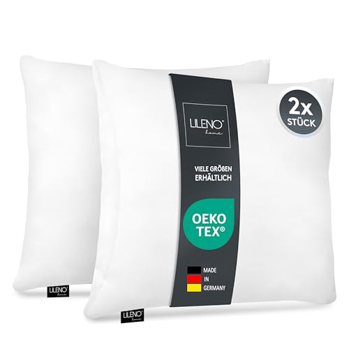 LILENO HOME Coussin en microfibre 50 x 50 cm [lot de 2] lavable jusqu'à 95 degrés avec fermeture éclair – Coussin 50 x 50 cm comme rembourrage pour coussin de lit...