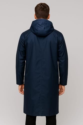 Image of Nephar Classic Men's Waterproof Overcoat with Hood - Wind & Rain Resistant Long Black Raincoat for Bike, Travel & Outdoor (Multisize)
