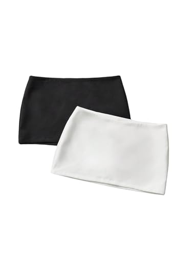 MakeMeChic Women's 2 Pack Mini Skirt with Shorts Zip Up