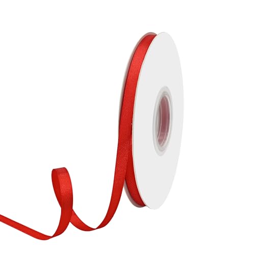 GTYBOVA 1/4 Inch x 50 Yards Double Face Red Satin Ribbon 100% Polyester Multiple Colors Available Ideal for Gift Wrapping Crafts Wedding Decor