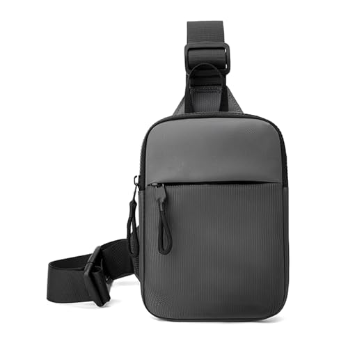 Bolsa tiracolo mini bolsa de peito com bolso duplo resistente à água, suporte de telefone de corrida para homens e mulheres, grande superfície de malha cinza