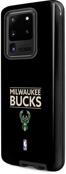 Skinit Pro Phone Case Compatible with Galaxy S20 Ultra 5G - Officially Licensed NBA Milwaukee Bucks Standard - Black Design