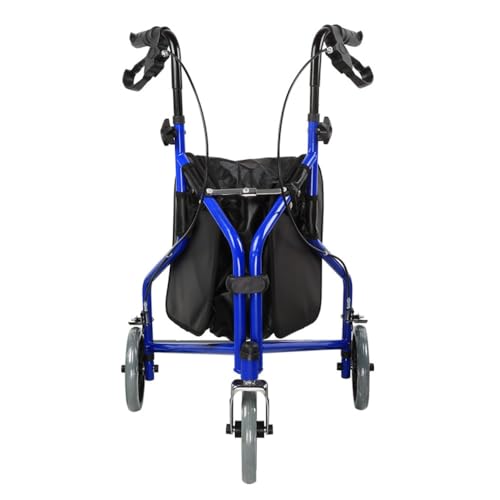 Gixuzol 介護保険 歩行器 三輪歩行車ブルーカー 歩行補助具 手押し車 ショッピング用 折畳み式 バスケット付き 室内室外兼用 アウトドア 老人 高齢者用 母の日 父の日 敬老の日 プレゼント 福祉用具 (63*67*83cm,ブルー)