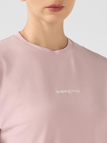 Image of TECHNOSPORT Women's Printed Boxy Fit Round Neck T-Shirt COTFLEX Half Sleeve Slip On Polyester for Gym Yoga Workout UPF50+ Anti Odour
