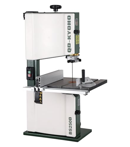 QD-KYOHO 250B Tisch-Bandsäge Holz 350W Kupfermotor 2-Gang 460/1000 m/min Schnitthöhe 120mm Tischneigung -5 bis 45 Rad-Ø 250mm Sägeblatt 1790mm Stahlrahmen