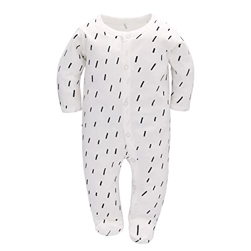 amo nenes Schlafstrampler Baby Jungen Overall 3er Pack Unisex Pyjamas Baumwolle Strampler Jumpsuits Langarm Spieler Babykleidung mit 0-7 Monate