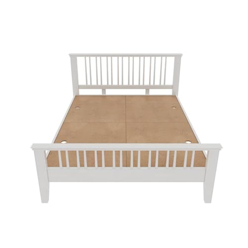 Image of Wakefit Bed | Queen (78 X 60) Solid Wood Bed Without Storage, 3 Year Warranty | - Kairavi - White Matt
