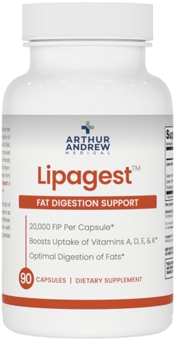 Arthur Andrew Medical Lipagest - Concentrated Lipase Enzyme - 20 000 FIP - Optimal Digestion of Fats - Nutrient Absorption - Gallblader & Keto Support - Dairy-Free & Vegan