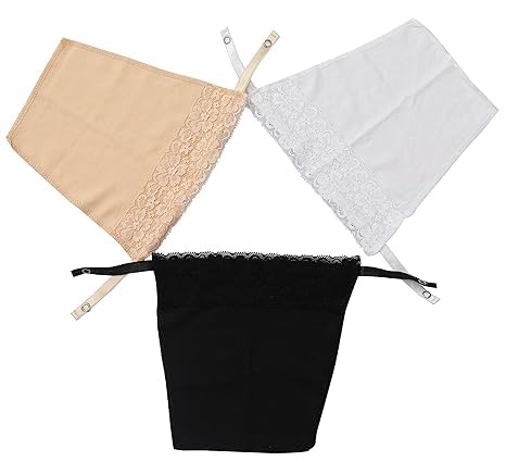 Cotton Clip-on Mock Lace Camisole for Women,Deep Neck Cleavage Cover Cami Secret (Free Size)- Set of 3-image-36
