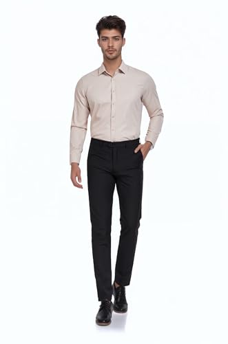 Men's Dress Pants Classic Flat Front Suit Pants Slim Fit Formal Trousers for Mens Casual4