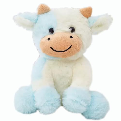 Image of YUKOUQIAN Cow Stuffed Animal Cute Cow Plush Doll Toy 8 inch for Girls Boys Christmas (zuoniu Light Blue)