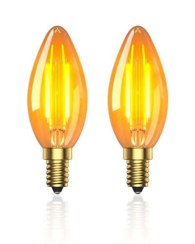 Klarlight 2.5W E14 LED Vintage Salt lamp Light Bulb Warm White,C35 Candle Bulbs Small Edison Screw Light Bulb,2200K Amber SES Dim Orange Bulb Equivalent 20W Incandescent,Non-Dimmable,2-Pack