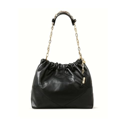 Sac à bandoulière au design épuré noir, grand sac seau souple et minimaliste