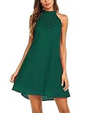Sweetnight Women's Casual Sleeveless Halter Neck Loose Shift Short Dress Sundress (Green, L)